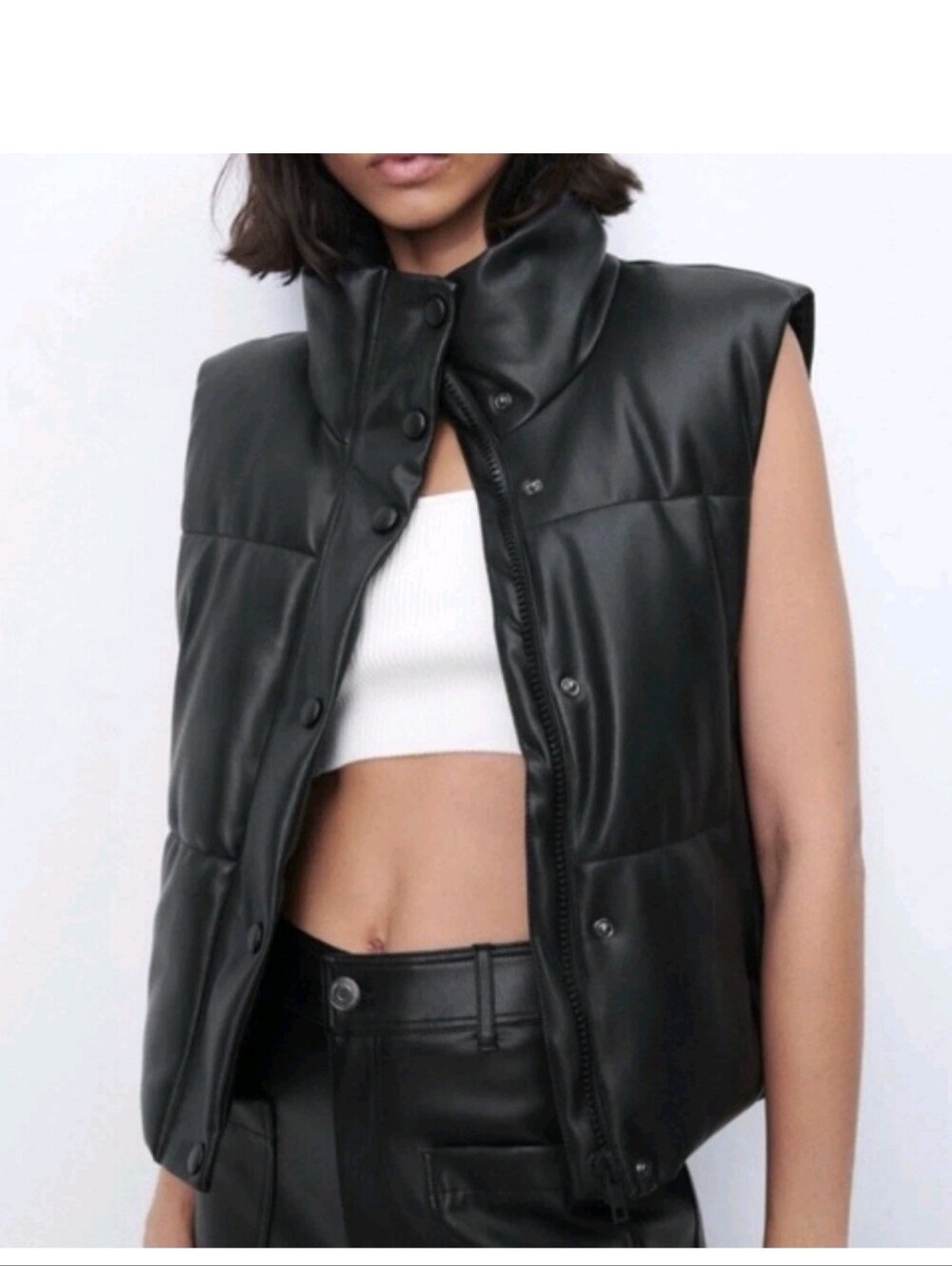 ZARA FAUX LEATHER PUFFER VEST
